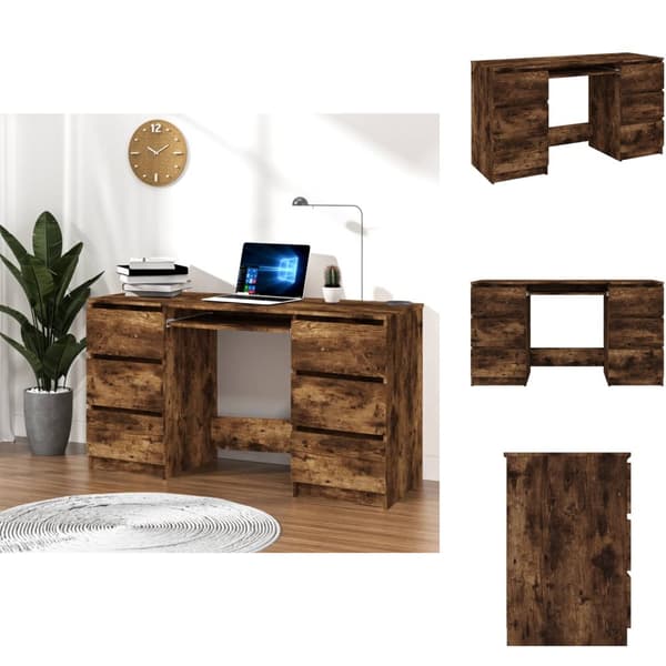 Skriveborde - Living skrivebord 140x50x77 cm konstrueret træ røget egetræsfarve