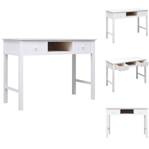 Kirjoituspöydät - Living Työpöytä valkoinen 108x45x76 cm täysi keisaripuu