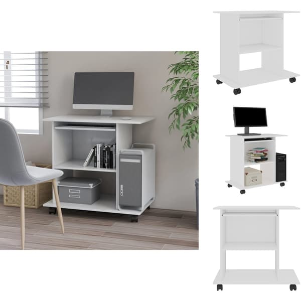Skriveborde - Living computerbord 80x50x75 cm konstrueret træ hvid