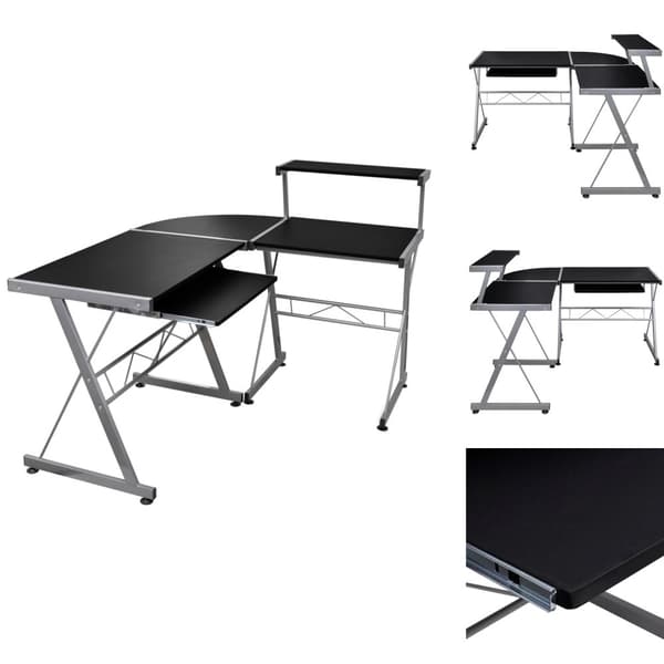 Skriveborde - Living computerbord til hjørne 132x112x99 cm konstrueret træ sort