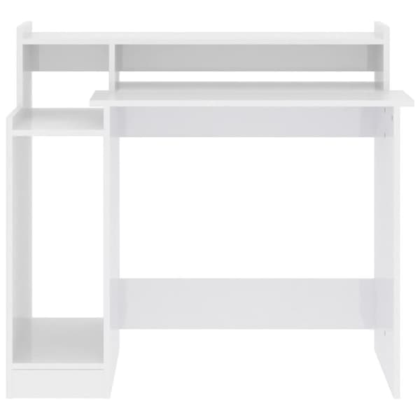 Skriveborde - Living skrivebord m. LED-lys 97x45x90 cm konstrueret træ hvid højglans