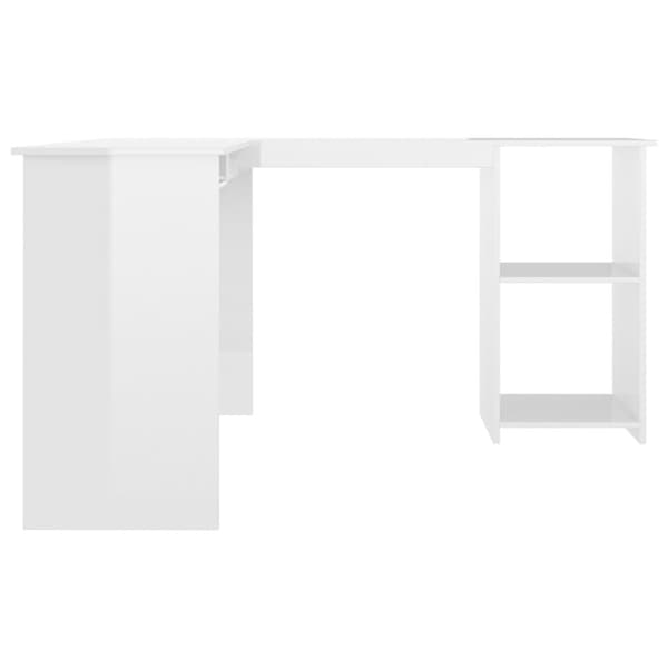 Skriveborde - Living L-formet skrivebord 120x140x75 cm konstrueret træ hvid højglans