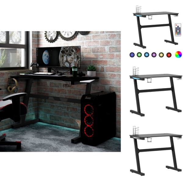 Skrivbord - Living Gamingskrivbord LED med Z-formade ben svart 90x60x75 cm