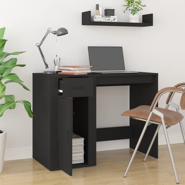Skriveborde - Living skrivebord 100x49x75 cm konstrueret træ sort