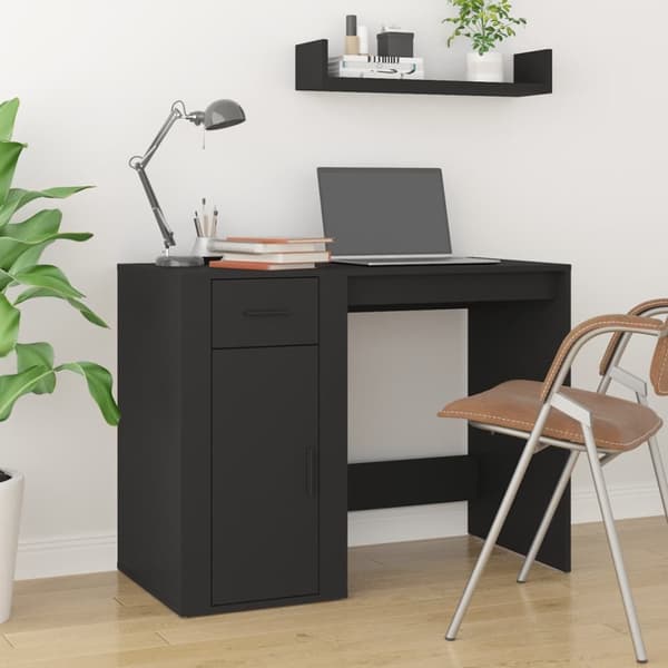 Skriveborde - Living skrivebord 100x49x75 cm konstrueret træ sort