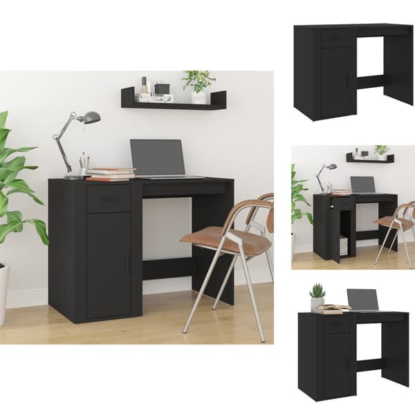 Skriveborde - Living skrivebord 100x49x75 cm konstrueret træ sort