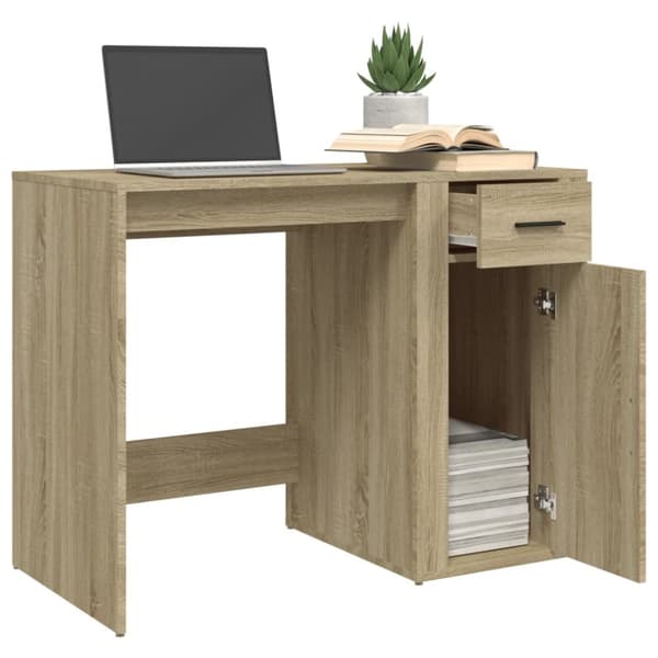 Skriveborde - Living skrivebord 100x49x75 cm konstrueret træ sonoma-eg
