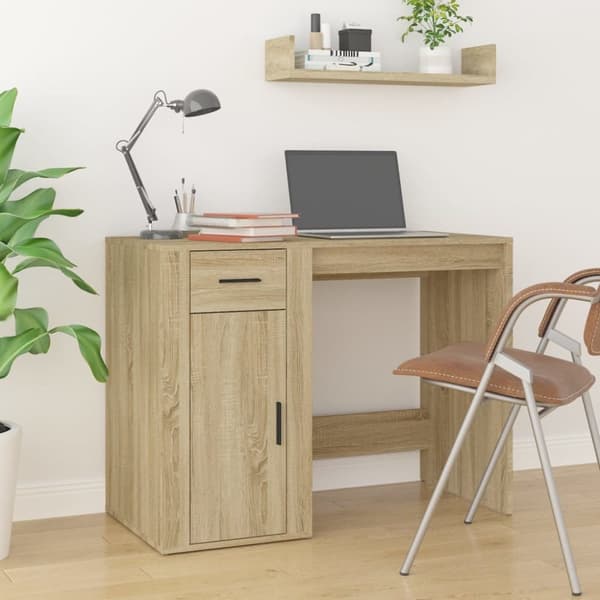 Skriveborde - Living skrivebord 100x49x75 cm konstrueret træ sonoma-eg
