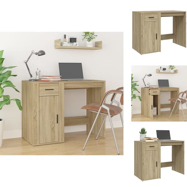Skriveborde - Living skrivebord 100x49x75 cm konstrueret træ sonoma-eg