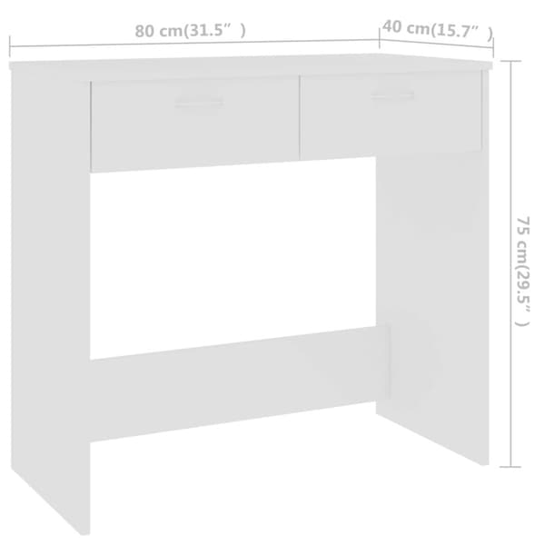Skriveborde - Living skrivebord 80x40x75 cm konstrueret træ hvid