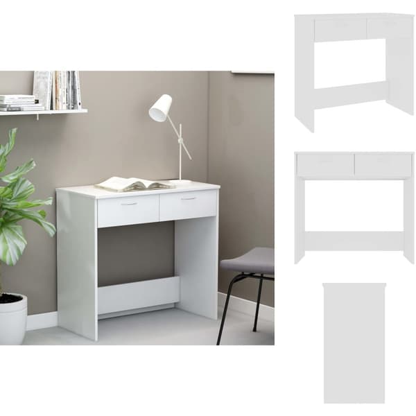 Skriveborde - Living skrivebord 80x40x75 cm konstrueret træ hvid