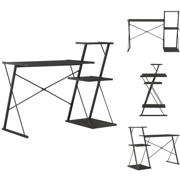 Skriveborde - Living skrivebord med hylde 116x50x93 cm sort