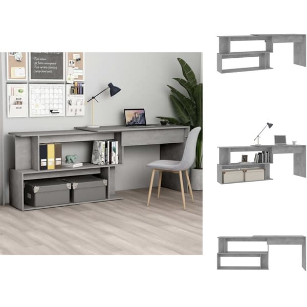 Skriveborde - Living skrivebord til hjørne 200x50x76 cm konstrueret træ betongrå