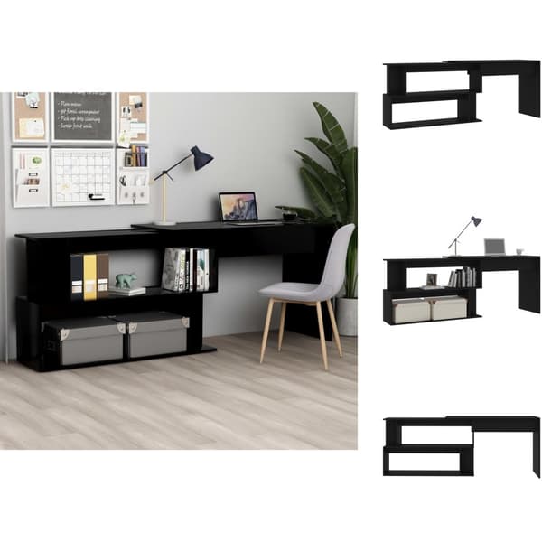 Skriveborde - Living skrivebord til hjørne 200x50x76 cm konstrueret træ sort