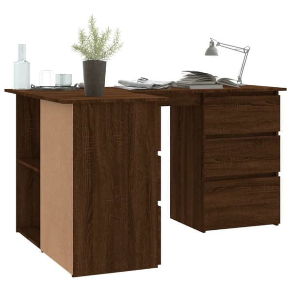 Kirjoituspöydät - Living Työpöytä ruskea tammi 145x100x76 cm tekninen puu