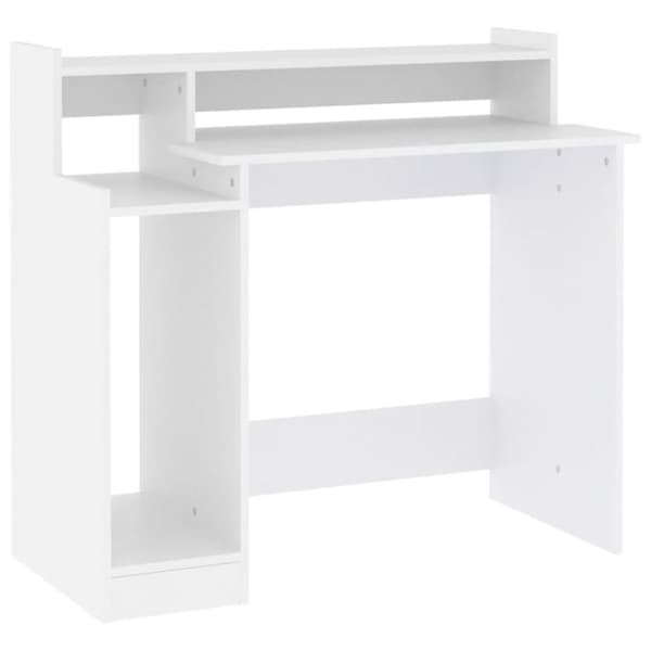 Kirjoituspöydät - Living Työpöytä LED-valoilla valkoinen 97x45x90 cm tekninen puu