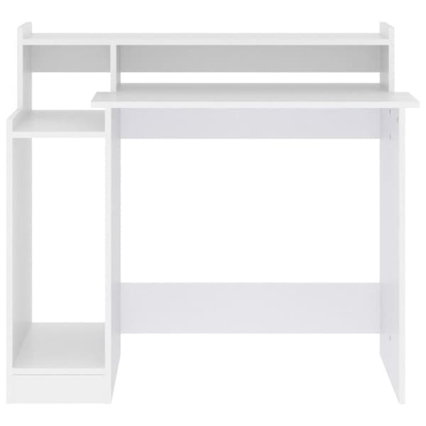 Kirjoituspöydät - Living Työpöytä LED-valoilla valkoinen 97x45x90 cm tekninen puu