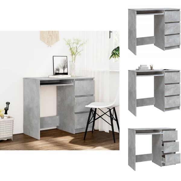 Skriveborde - Living skrivebord 90x45x76 cm spånplade betongrå
