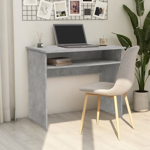 Skriveborde - Living skrivebord 90x50x74 cm konstrueret træ betongrå