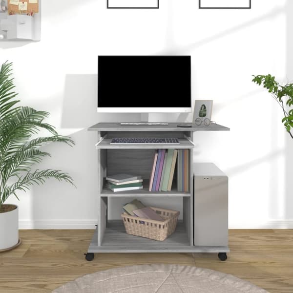 Skrivbord - Living Datorbord grå sonoma-ek 80x50x75 cm konstruerat trä