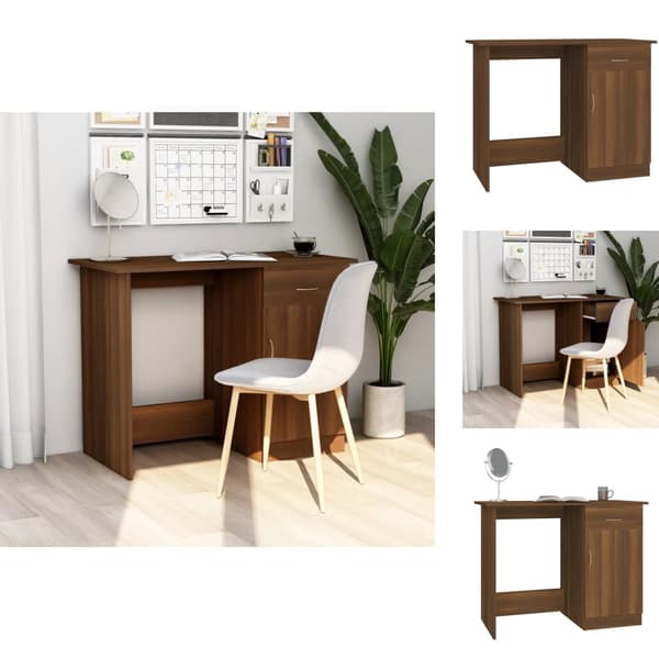 Skriveborde - Living skrivebord 100x50x76 cm konstrueret træ brun egetræsfarve