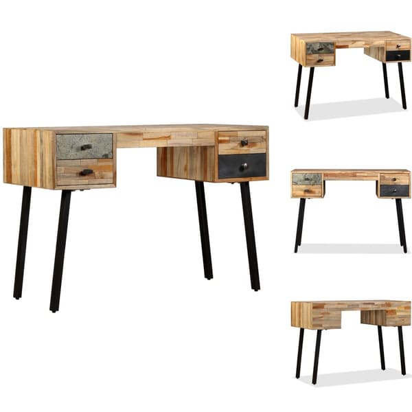 Skriveborde - Living skrivebord massivt genbrugsteak 110 x 50 x 76 cm