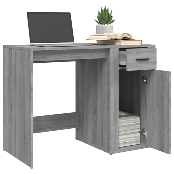 Skriveborde - Living skrivebord 100x49x75 cm konstrueret træ grå sonoma-eg