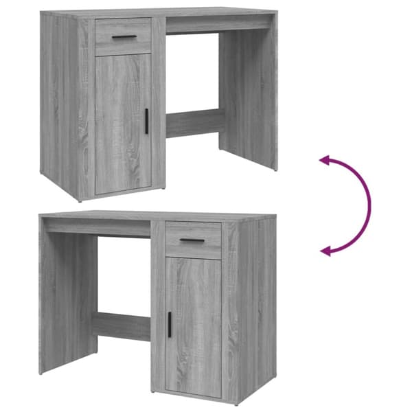Skriveborde - Living skrivebord 100x49x75 cm konstrueret træ grå sonoma-eg