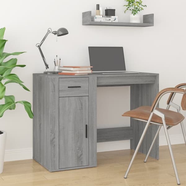 Skriveborde - Living skrivebord 100x49x75 cm konstrueret træ grå sonoma-eg
