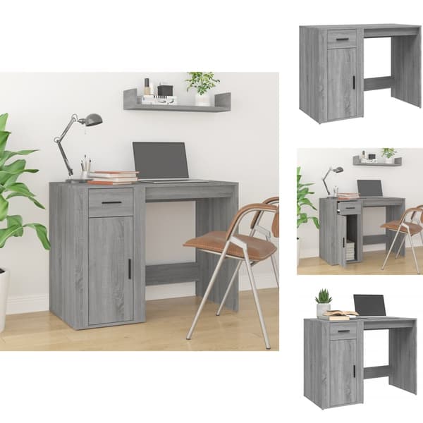 Skriveborde - Living skrivebord 100x49x75 cm konstrueret træ grå sonoma-eg