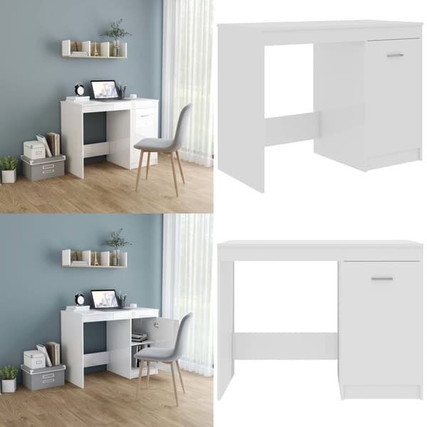Skrivebord 100x50x76 cm konstrueret træ hvid højglans - Skrivebord - Skriveborde - Home & Living