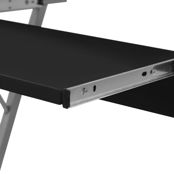 Kompakt computerbord med udtræksplade til tastetur sort - Computer Skrivebord - Computer Skriveborde - Home & Living