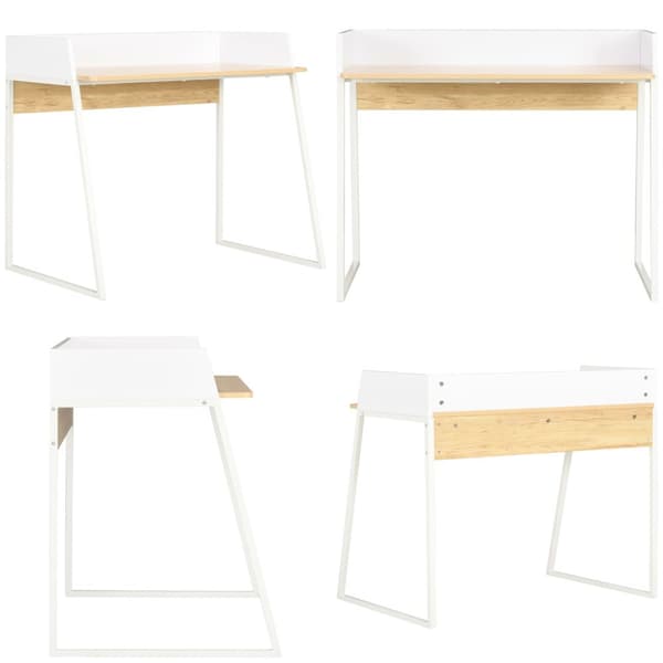 Skrivbord vit och ek 90x60x88 cm - Datorbord - Databord - Home & Living