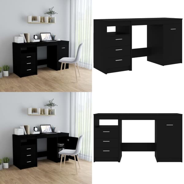 Skrivebord 140x50x76 cm konstrueret træ sort - Skrivebord - Skriveborde - Home & Living