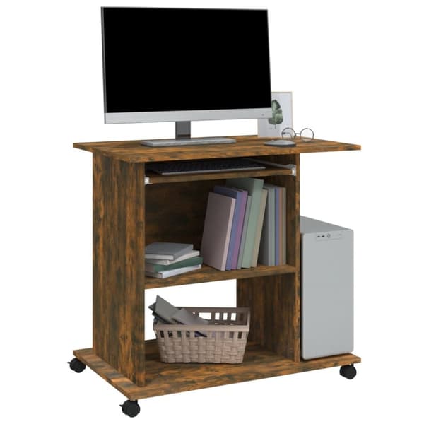 Datorbord rökfärgad ek 80x50x75 cm konstruerat trä - Dator - Datorbord - Home & Living