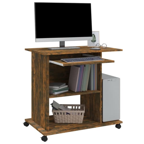 Datorbord rökfärgad ek 80x50x75 cm konstruerat trä - Dator - Datorbord - Home & Living