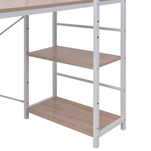 Skrivebord med reol 4 hylder konstrueret træ egetræsfarvet - Skrivebord - Skriveborde - Home & Living