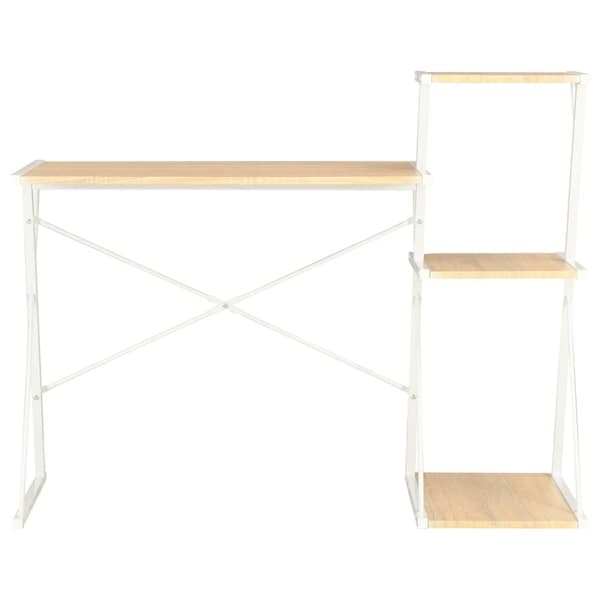 Skrivebord med hylde 116x50x93 cm hvid og egetræsfarve - Computerbord - Computerborde - Home & Living