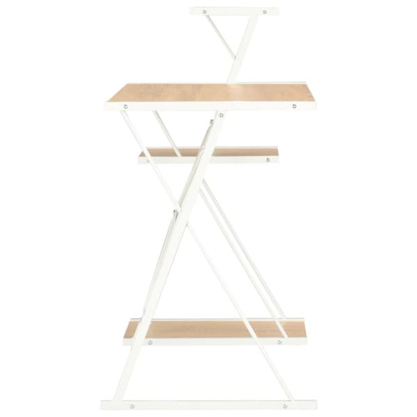 Skrivebord med hylde 116x50x93 cm hvid og egetræsfarve - Computerbord - Computerborde - Home & Living