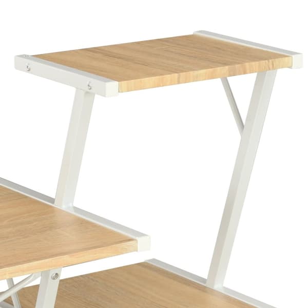 Skrivebord med hylde 116x50x93 cm hvid og egetræsfarve - Computerbord - Computerborde - Home & Living