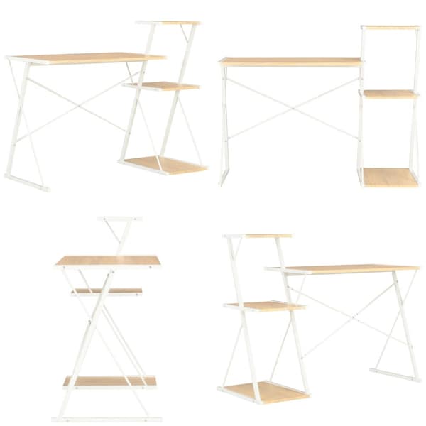 Skrivebord med hylde 116x50x93 cm hvid og egetræsfarve - Computerbord - Computerborde - Home & Living