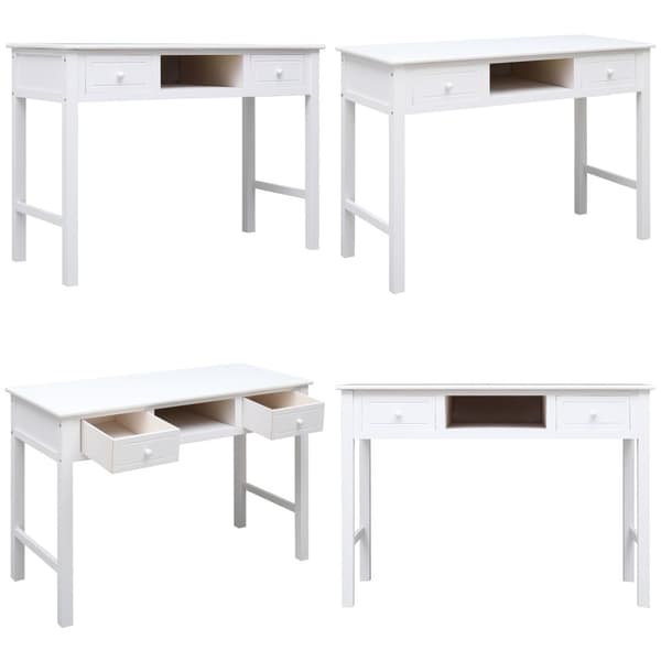 Skrivebord 108x45x76 cm massivt kejsertræ hvid - Skrivebord - Skriveborde - Home & Living