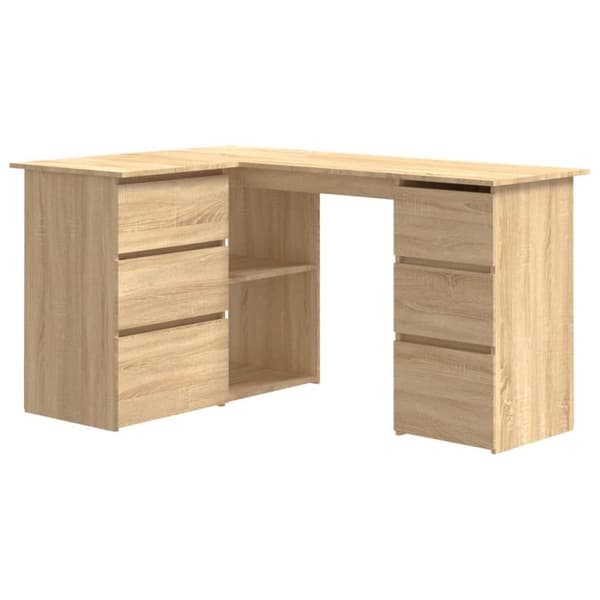 Skrivebord 145x100x76 cm konstrueret træ sonoma-eg - Skrivebord - Skriveborde - Home & Living