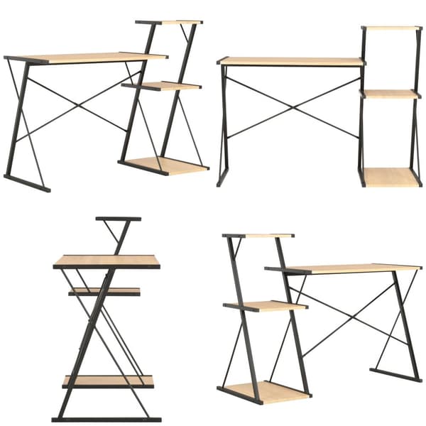 Skrivebord med hylde 116x50x93 cm sort og egetræsfarve - Computerbord - Computerborde - Home & Living