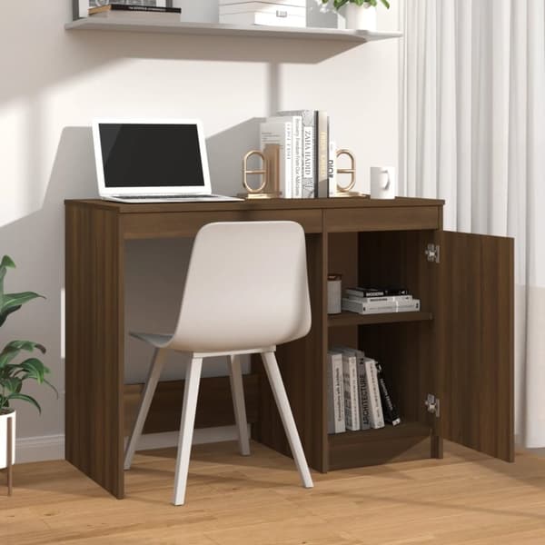 Skrivebord 100x50x76 cm konstrueret træ brun egetræsfarve - Skrivebord - Skriveborde - Home & Living