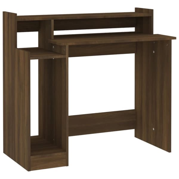 Työpöytä LED-valoilla ruskea tammi 97x45x90 cm tekninen puu - Pöytä - Pöydät - Home & Living