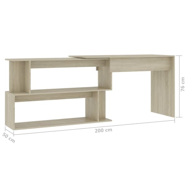 Skrivebord 200x50x76 cm konstrueret træ sonoma-eg - Skrivebord - Skriveborde - Home & Living