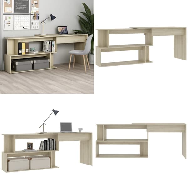 Skrivebord 200x50x76 cm konstrueret træ sonoma-eg - Skrivebord - Skriveborde - Home & Living