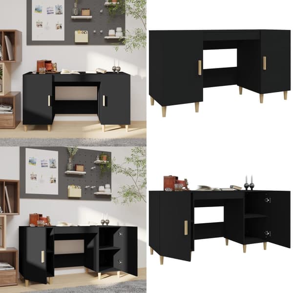 Skrivebord 140x50x75 cm konstrueret træ sort - Skrivebord - Skriveborde - Home & Living