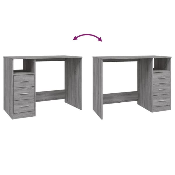 Skrivebord m. Skuffer 102x50x76cm konstrueret træ grå sonoma-eg - Skrivebord - Skriveborde - Home & Living